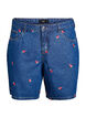 Dongerishorts med broderte jordb&aelig;r, Bl&aring;, Packshot image number 0
