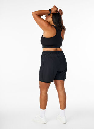 Zizzi Treningsshorts med innershorts, Black, Model image number 1