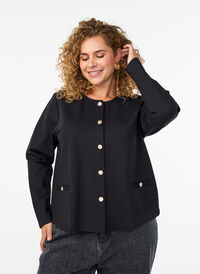 Cardigan med dekorative knapper, Svart Cardigan med dekorative knapper, Svart, Model