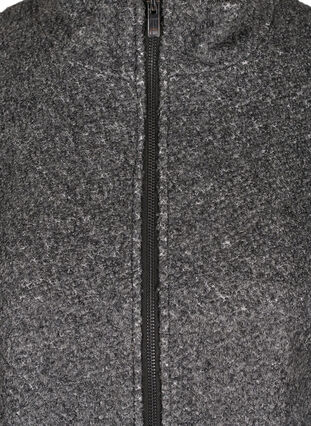 Frakk med ull og glidelås, Dark Grey Melange, Packshot image number 2