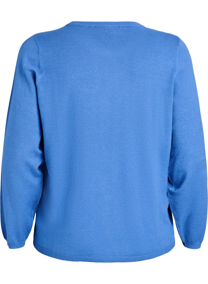 Cardigan med runde knapper, Bl&aring;, Packshot image number 1