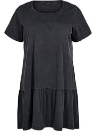 Kort A-formet kjole med vasket look, Dark Grey Washed