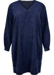 Kort fløyelskjole med lommer, Medieval Blue