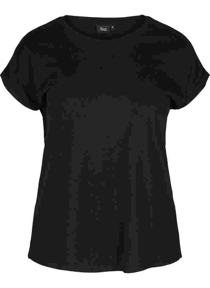 T-skjorte i bomullsmiks, Black, Packshot image number 0