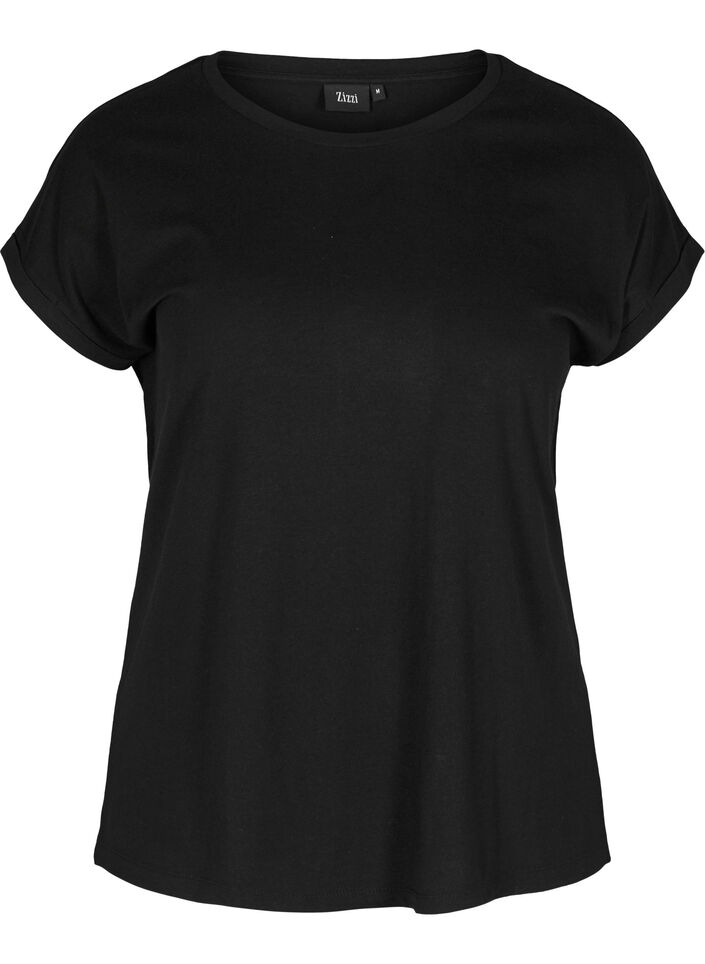 T-skjorte i bomullsmiks, Black, Packshot image number 0
