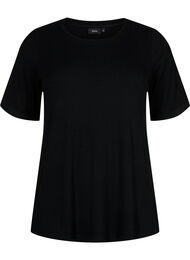 T-skjorte i viskose med ribbet struktur, Black