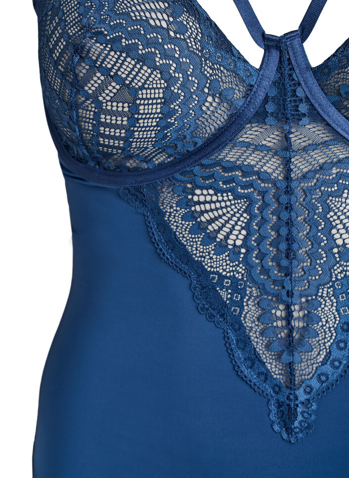 Underwired blondebody med stroppdetalj, Bl&aring;, Packshot image number 2