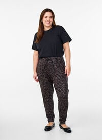 Cropped bukser med leopardmønster, Brun Cropped bukser med leopardmønster, Brun, Model