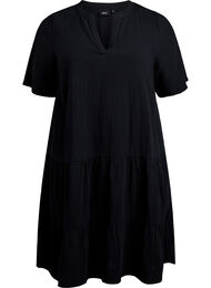 Kort A-linjekjole i bomullsmuslin, Black