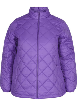 Quiltet lett jakke med glidelås og lommer, Ultra Violet, Packshot image number 0