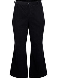 Bootcut cordfløyelsbukser med høy midje, Black
