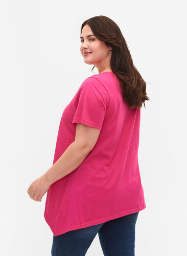 T-skjorte av bomull med korte ermer, Shocking Pink FAITH, Model image number 1