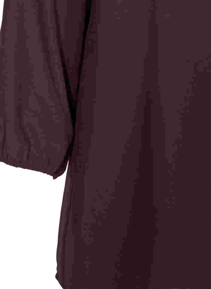 Ensfarget bluse med blonder og 3/4-ermer, Plum Perfect, Packshot image number 3