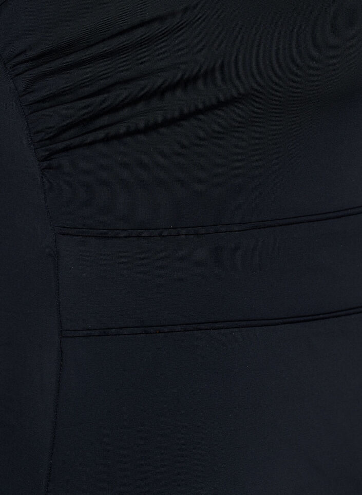 Badedrakt med V-hals og mesh, Black, Packshot image number 3