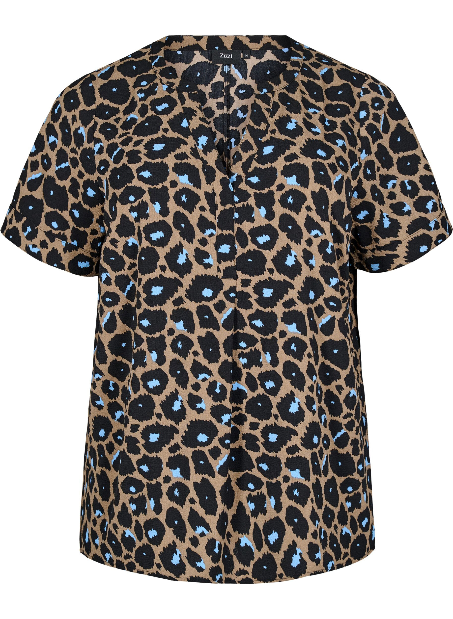 Zizzi Kortermet bluse med V-hals, Brun, Packshot image number 0