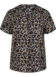Kortermet bluse med V-hals, Fossil w.Bl.Leo AOP