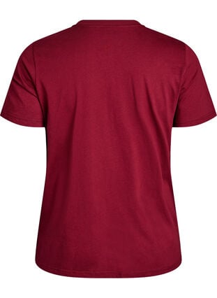 Zizzi Basic T-skjorte i bomull med rund hals, Mørk Bordeaux, Packshot image number 1