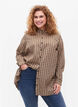 Rutete skjortebluse med volanger, Brown Check, Model image number 0