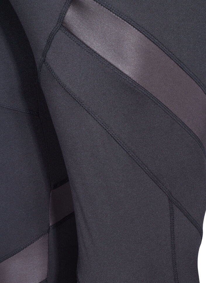 Cropped treningstights med mesh, Black, Packshot image number 3