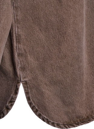 Zizzi Farget denimskjorte med brystlommer, Brown Denim, Packshot image number 3
