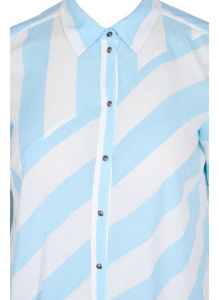 Kortermet skjortekjole i bomull med striper, Blue Bell Stripe, Packshot image number 2