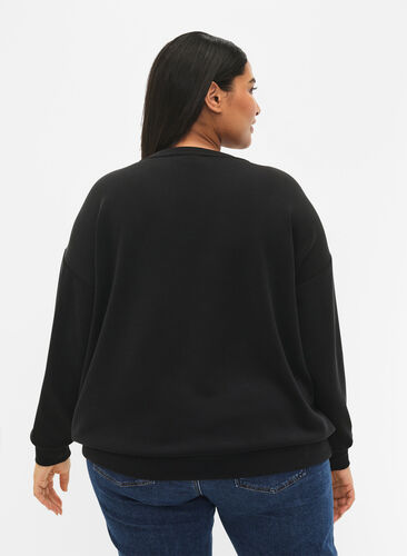 Sweatshirt med teksttrykk, Black, Model image number 1