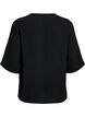Skjortebluse med v-hals og 3/4 ermer, Svart, Packshot image number 1