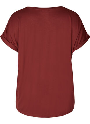 T-skjorte i viskosemiks med rund hals, Madder Brown, Packshot image number 1