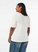 Bluse med knappedetaljer og korte puffermer, Beige, Model image number 2