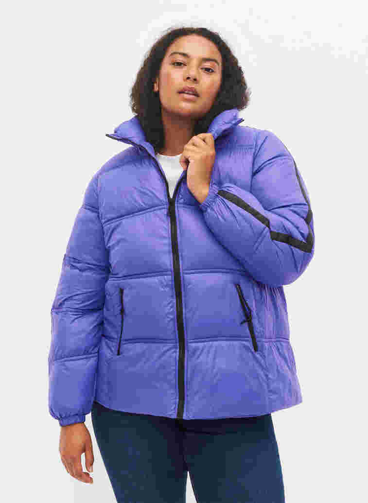 Kort pufferjakker med glidelås, Ultra Violet, Model