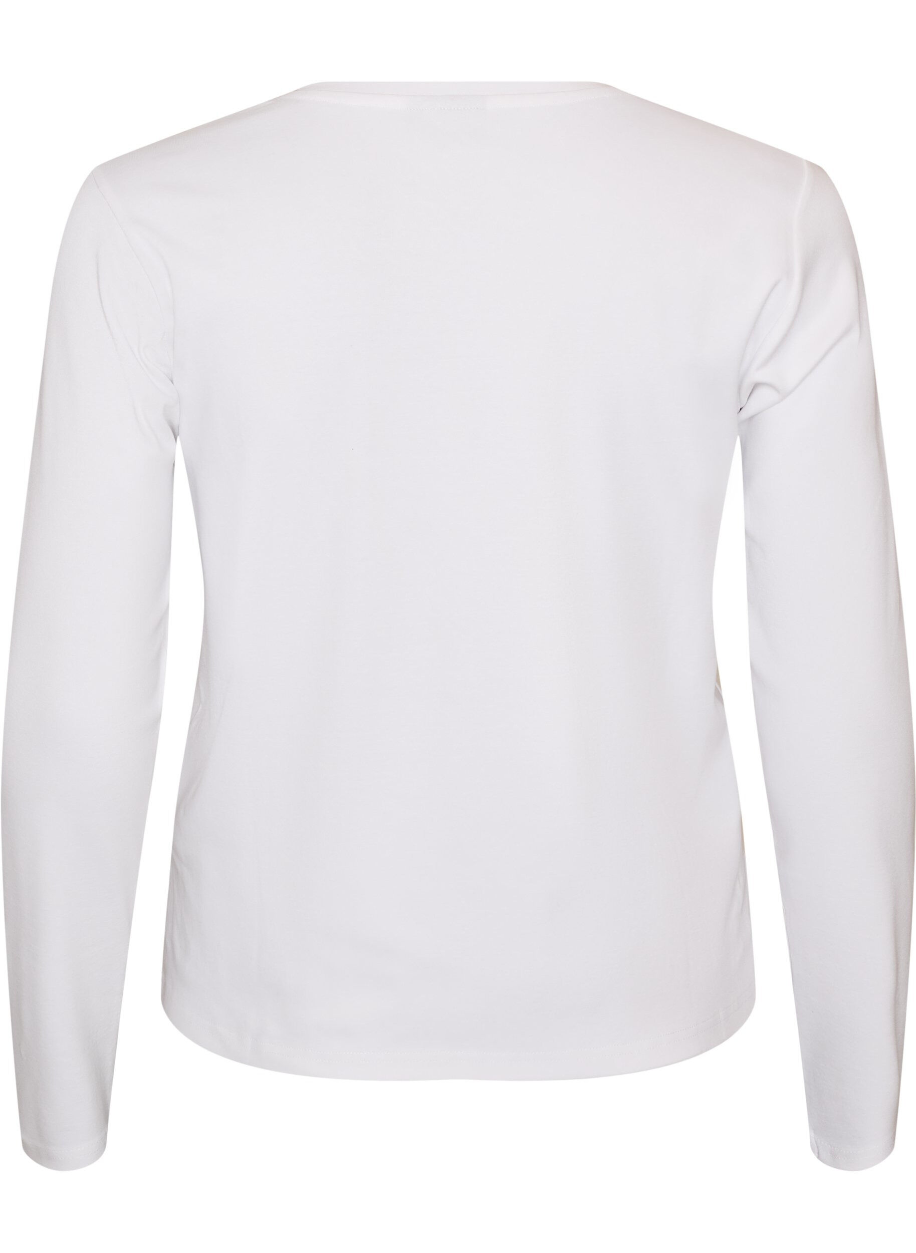 ZizziLangermet basis-T-skjorte med rund hals, Hvit, Packshot image number 1