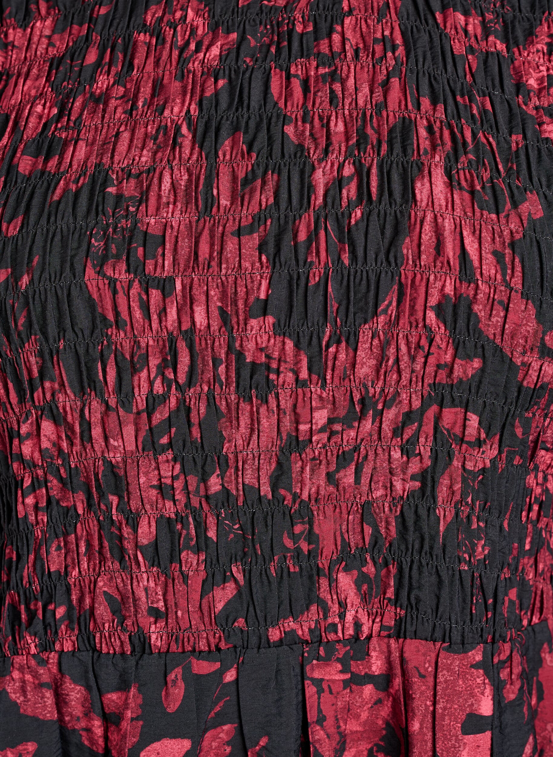 ZizziBluse med smock og lange ermer, Svart, Packshot image number 2