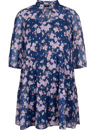 Tunika med blomstermønster og lurex, Blue Small Fl. AOP