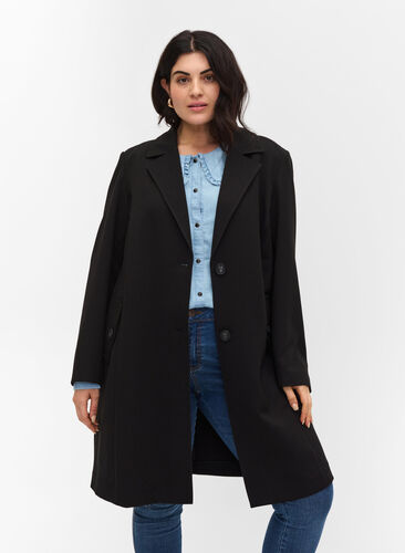 Klassisk kåpe med knappelukking, Black, Model image number 0