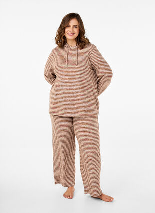 Zizzi Ledige bukser med elastisk linning, Fondue Fudge, Model image number 0