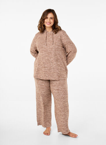 Zizzi Ledige bukser med elastisk linning, Fondue Fudge, Model image number 0