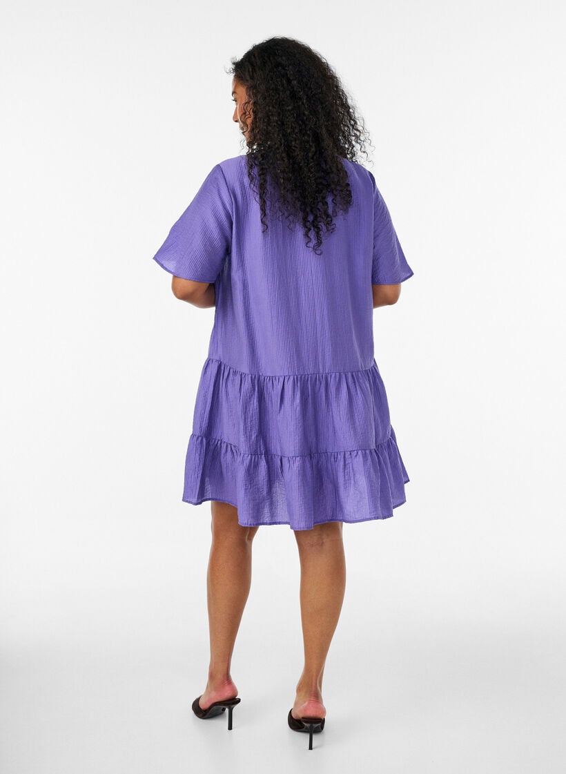 Teksturert A-line kjole, Lilla, Model image number 2