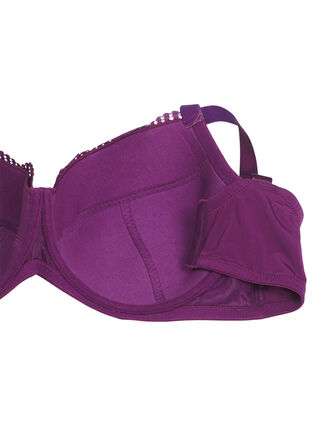 Zizzi Polstret bh med blondedetaljer, Mørk Bordeaux, Packshot image number 3