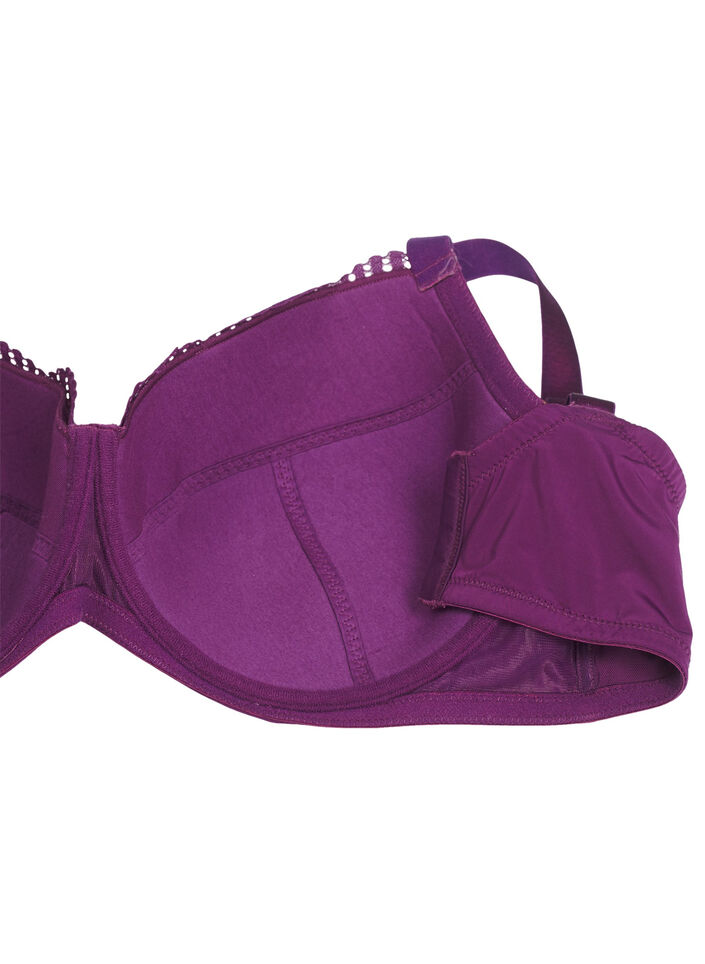 Polstret bh med blondedetaljer, Mørk Bordeaux, Packshot image number 3