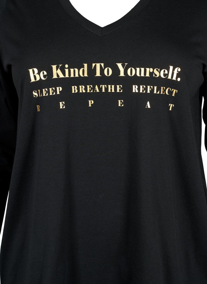 Nattskjorte i bomull med teksttrykk, Black W. Be, Packshot image number 2