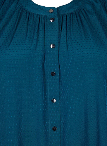 Kortermet skjorte med prikkete mønster, Deep Teal, Packshot image number 2