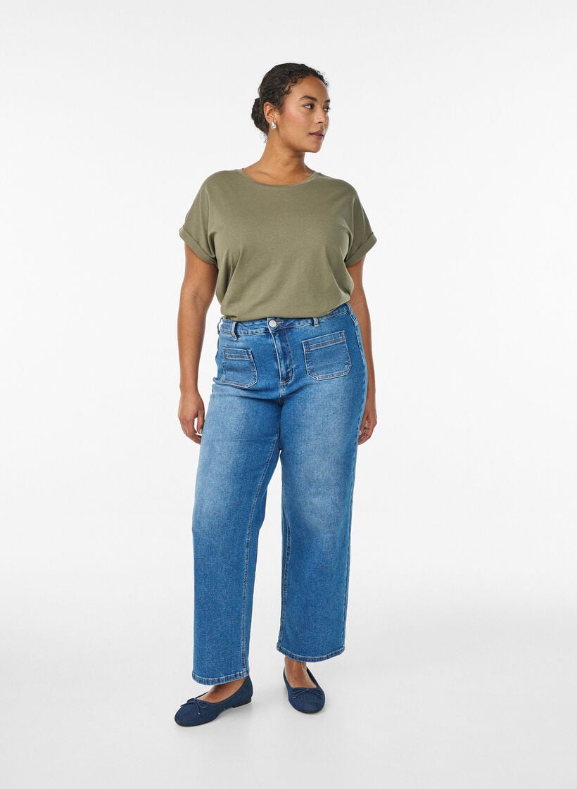 Kortermet T-skjorte i bomullsblanding, Gr&oslash;nn, Model image number 1