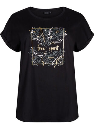 T-skjorte i økologisk bomull med gulltrykk, Black W. Free, Packshot image number 0