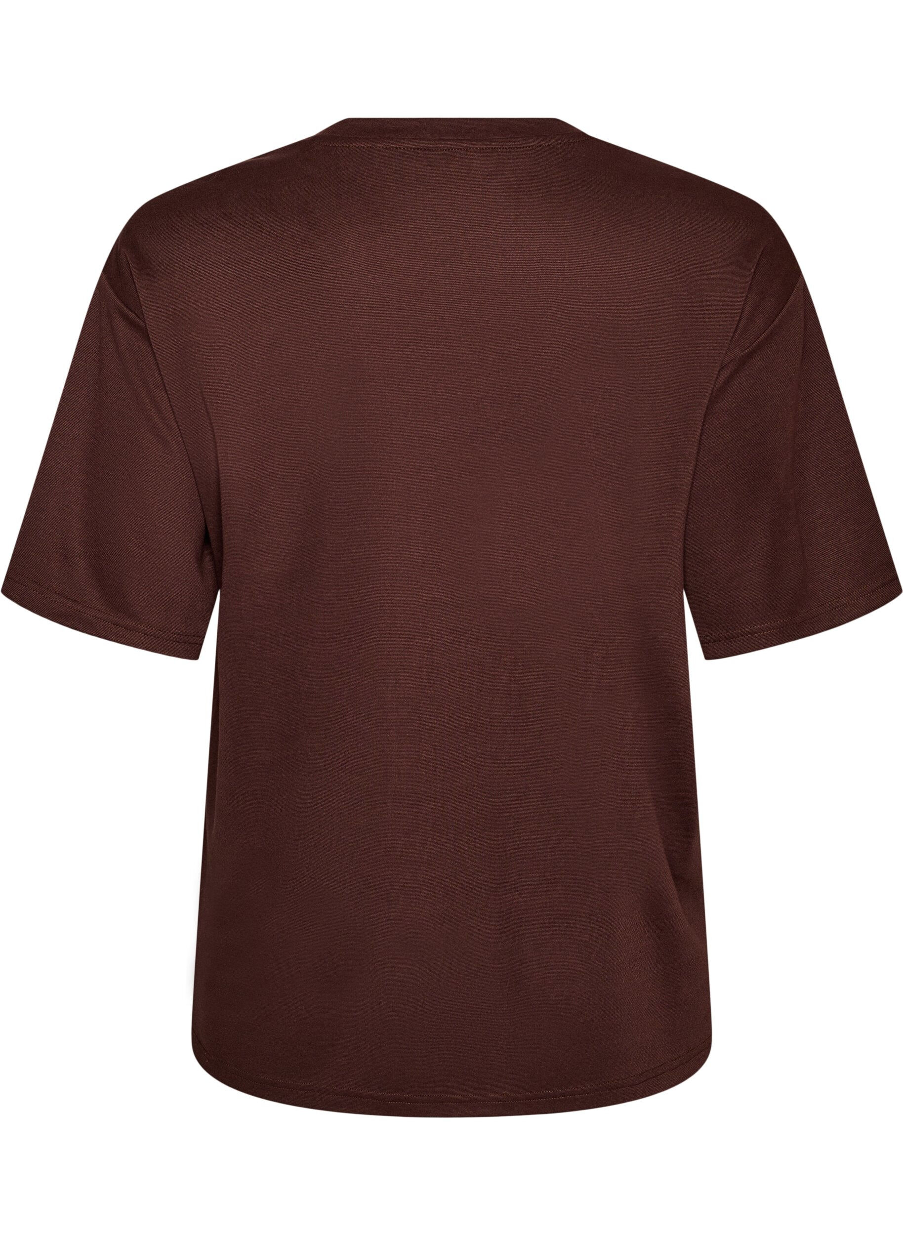 ZizziT-skjorte med rhinesteiner og rundt hals, Brun, Packshot image number 1