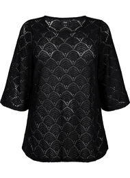 Hekle Bluse med 3 / 4 ermer, Black