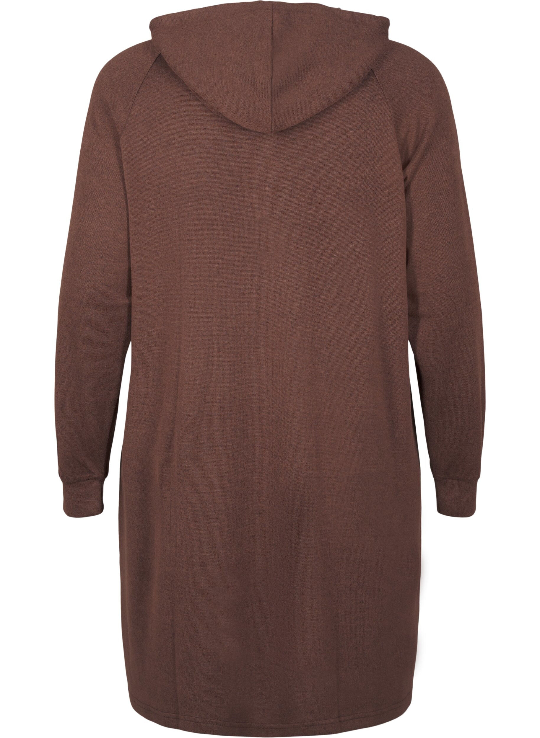 Zizzi Langermet joggekjole med hette, Chocolate M. M&eacute;l., Packshot image number 1