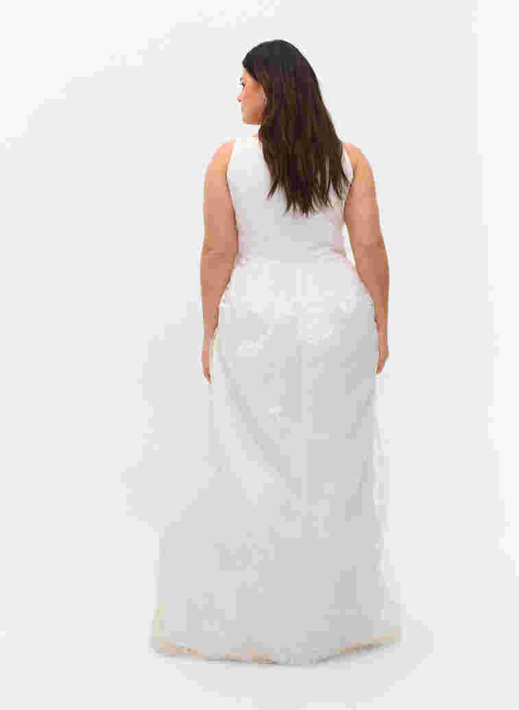 Ermeløs brudekjole med V-hals, Star White, Model image number 1