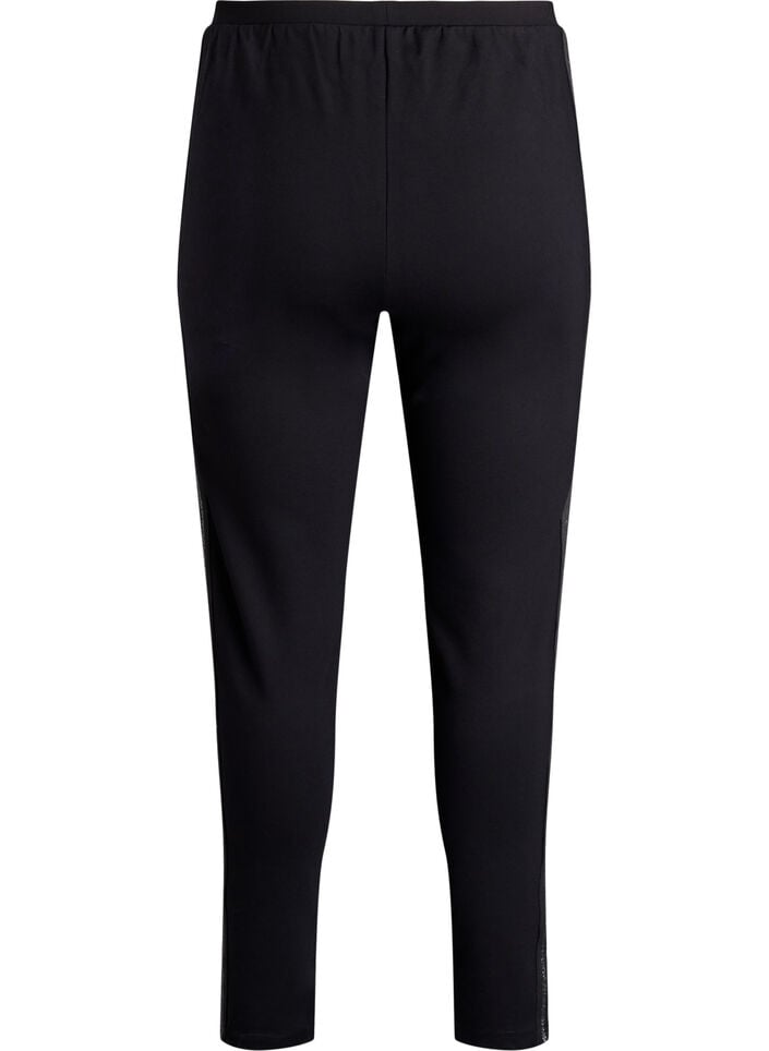 Leggings med glitterstripe og splitter, Black, Packshot