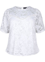 Blondebluse med korte ermer, Bright White