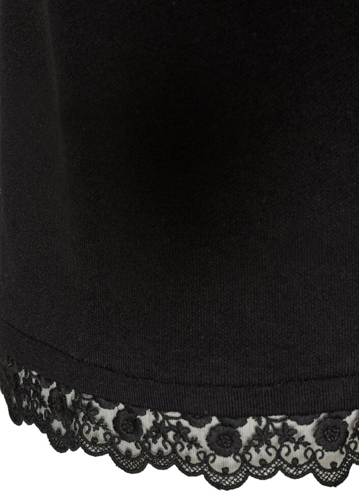 Strikkevest med blondekant, Svart, Packshot image number 3